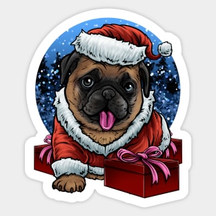 Christmas Santa Pug Sticker